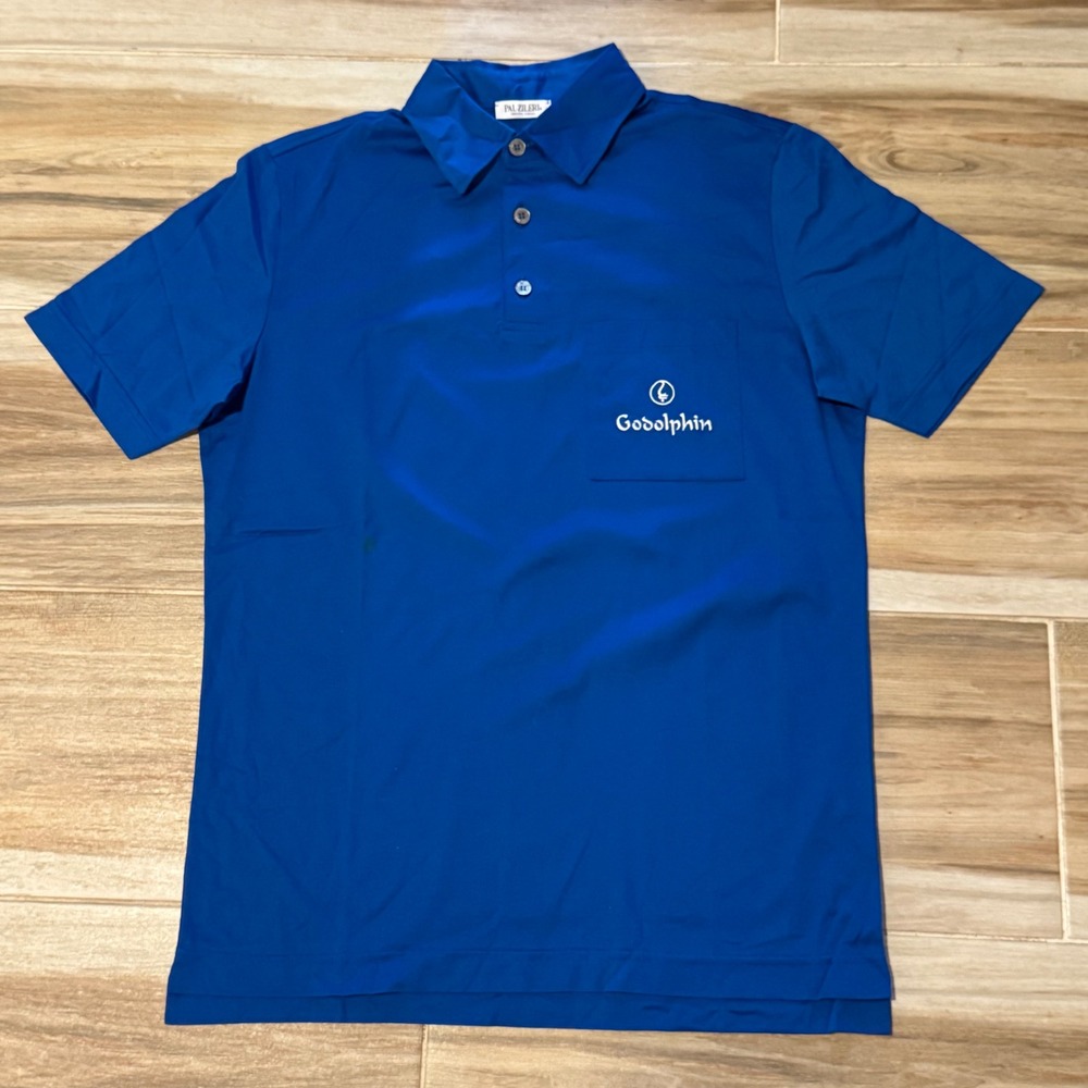Pal Zileri Mens Blue Cotton Godolphin Logo Polo Shirt Made in Italy Size L